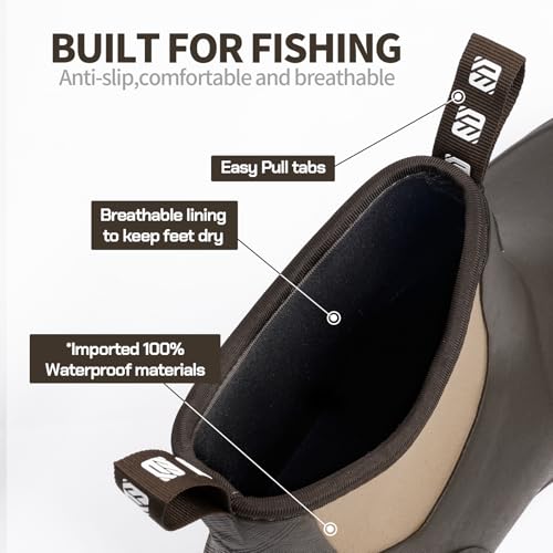 WOVENPAK Deck Boots for Men, Rain Boots Men, Waterproof Fishing Boots, Mens Deck Boots, Anti-slip Rubber Work Ankle Rain Boots Shoes for Outdoor Fishing, Boating, Size 6-134