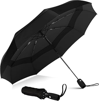 TEKCOOL Umbrella, UV Big Size Umbrella for Sun Protection Rain Windproof Strong large 3 fold for men women kids boys girls Perfect small & stylish Windproof & Compact(Green) - image, photos