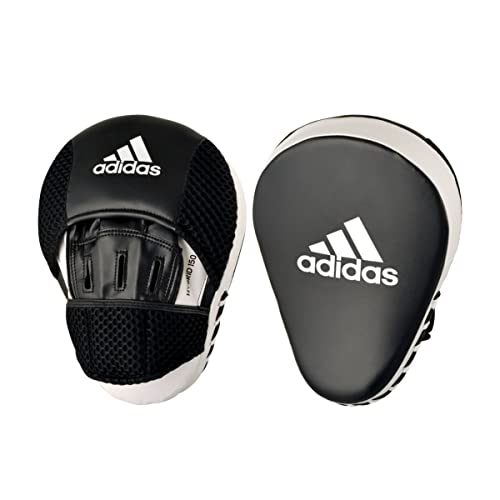 Adidas Hybrid 150 Focus Mitts - Protective Focus Mitts for Kick Boxing, Punching and Training - for Men and Women - Standard Size, Black and White (Std, Black/White)