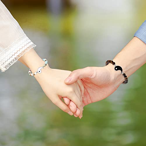 Pulseras Yin Yang para parejas y amigos ajustables en blanco y negro 2