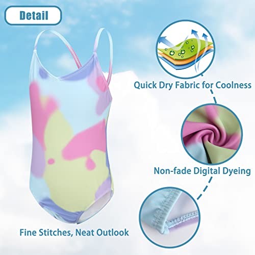 Image of Girls One Piece Swimsuits Tie Dye Bathing Suit for Girls Hawaiian Swimwear 3-16 Years