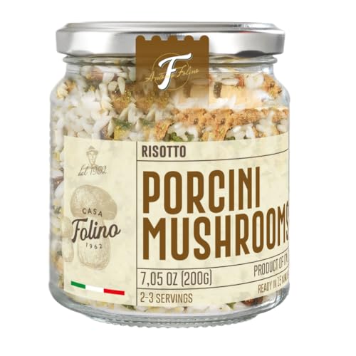 CasaFolino Risotto listo calabacín y tomates secos, 200 g, platos preparados para arroz carnaroli sin gluten sin lactosa (200 g, Setas porcini)