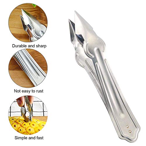 Image of Pineapple Corer Stainless Steel Pineapple Eye Remover Tool - Eye Peeler, Practical Seed Remover Clip Slicer Clip Fruit Kitchen Tool (18 /8 Stainless Steel, 2) (2PCS Eye Remover)