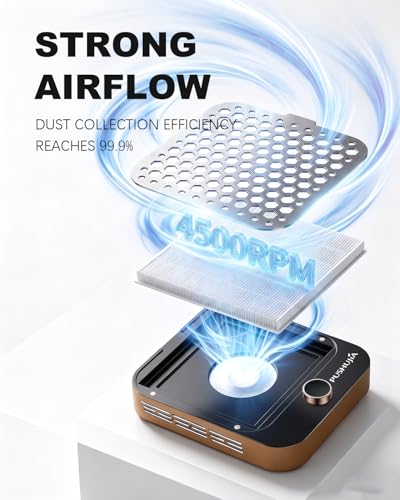 Image of Professional Rechargeable Nail Dust Collector, Cordless Nail Dust Vacuum Machine with Strong Airflow, Low Noise Manicure Dust Collector for Acrylic Gel Polish Nail Drill, Home & Salon Use