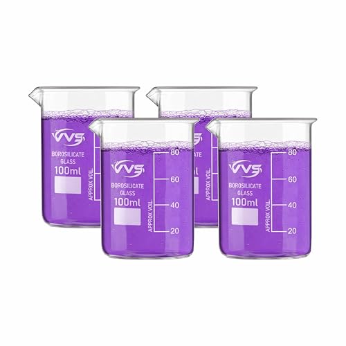 Image of VVS Borosilicate Glass Beaker 100ml pack of 4 of For School College, Lab Laboratry and professional use