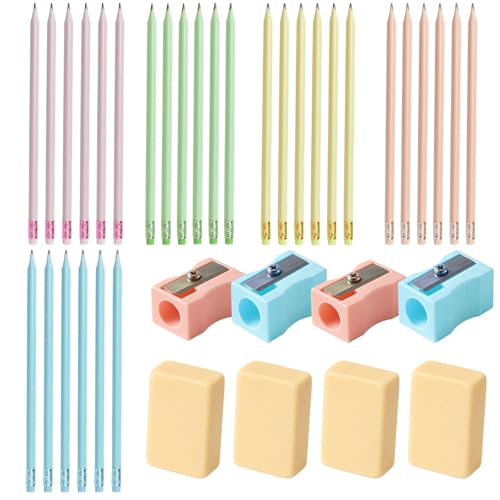 Image of 30Pcs HB Pencils with Rubbers on the End, Writing Pencils for School