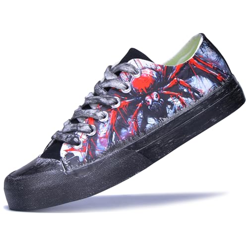 Unisex Spider Web Canvas Fashion Sneakers Vintage Low Top Casual Shoes for Men & Women Comfortable Walking Streetwear