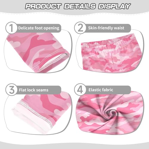 Pink Camouflage Girls Leggings,Workout Leggings for Girls Toddler Athletic Leggings Size for 3-10T3