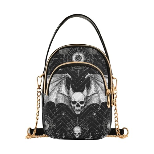 Sac à main pour femme avec plusieurs poches Motif tête de mort Noir gothique, Crâne maléfique noir gothique