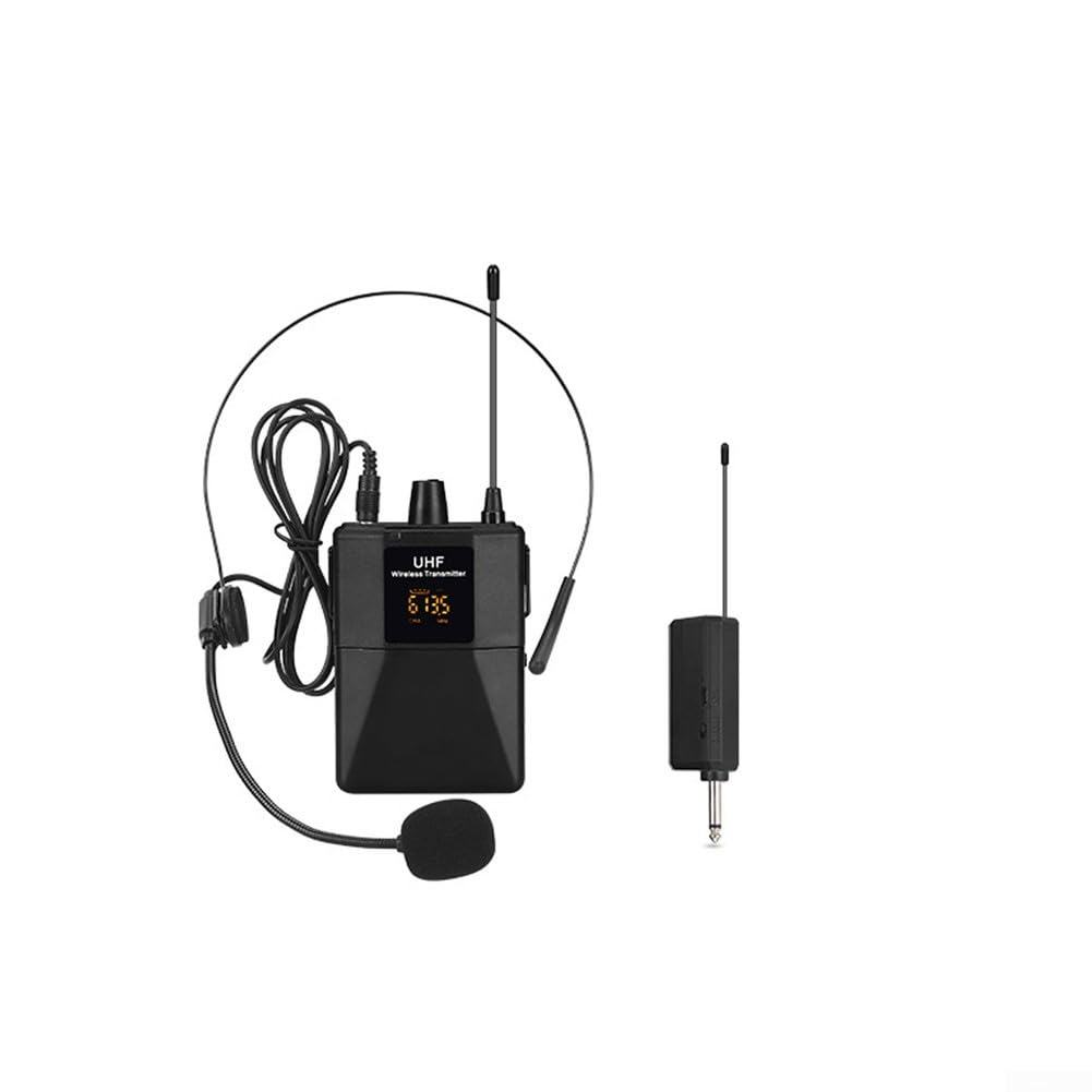 UHF - Kit di sistemi microfonici wireless con 16 canali di accoppiamento casuale ID e blocco della frequenza per una trasmissione audio wireless chiara e stabile (da 1 a trascinare 2)
