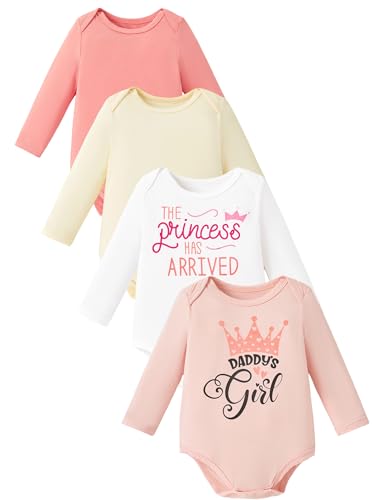 PATPAT Baby Bodysuits - Soft Viscose Made from Bamboo - Long Sleeve Funny for Boys and Girls -Newborn Infant Toddler Clothes