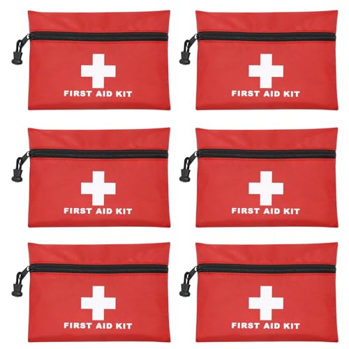 Image of Faylapa 6Pcs Mini Empty First Aid Bag, 7.87x5.51 inches Travel Essentials Medical Pouch Bag for Travel, Home, Office, Vehicle, Camping, Outdoor (Bag Only)