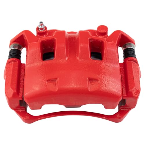 Image of TRQ Performance Front Brake Caliper Set Painted Red Brackets Compatible with 2005-2021 Nissan Frontier 2005-2012 Pathfinder 2005-2015 Xterra