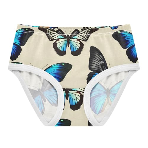 Blue Butterfly Beige Panties Little Girl Girls Underwear Toddlers Cotton Fun Kids Briefs Undies 2t