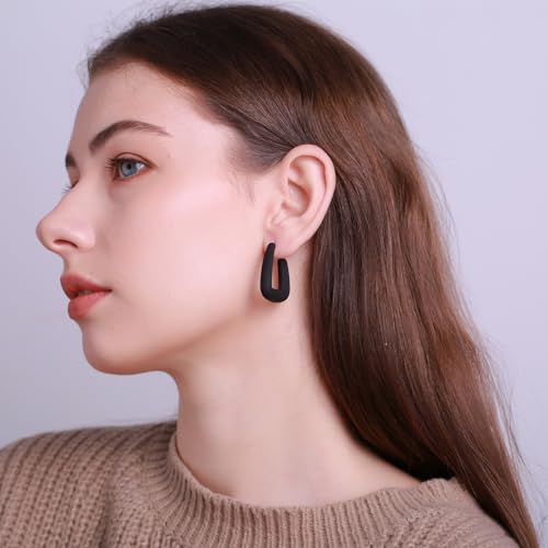 Acrylic Huggie Statement Earrings, Colorful Dome Huggie Hoop Earrings for Women3