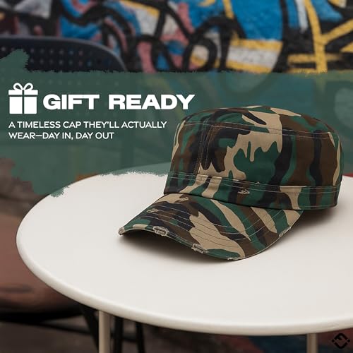 Image of Funky Junque Newsboy Hat for Women - Distressed Cadet Cap, Army Military Style Vintage Baseball Hat