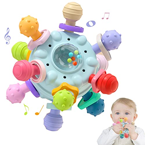 Baby Sensory Montessori Toy – Infant Teething Relief – Teethers for Newborn – Developmental Rattles Chew Toys Gifts for 0 3 6 9 12 18 Months Girl Boy -Toddler Travel Toy for 1 2 One Year Old
