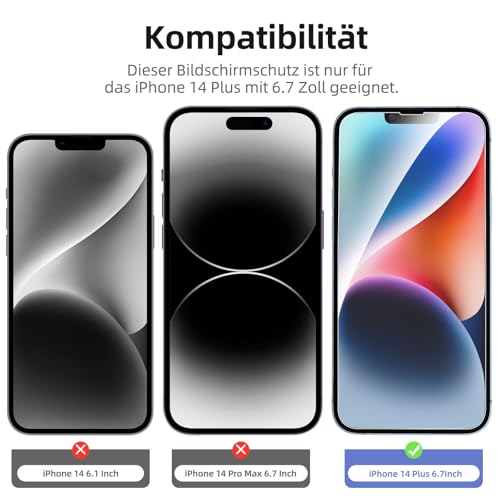 NEW'C für iPhone 14 Plus für Panzerglas + Kameraschutz – Ansicht 2