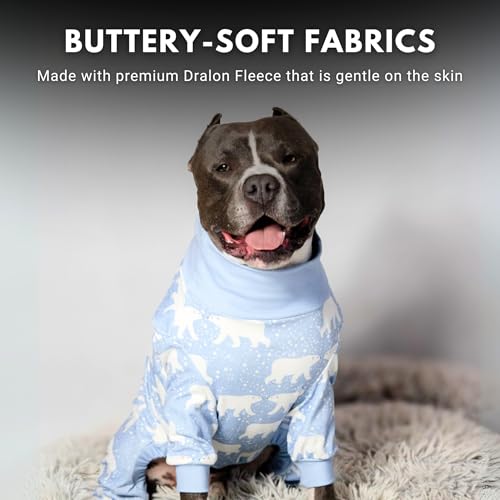 Image of Spark Paws Dog Pajama, Dog Recovery Suit Male, Onesie, Ultra-Soft and 4-Way Stretch, for Small Medium and Large Breeds - Snowy Polar Bear - L