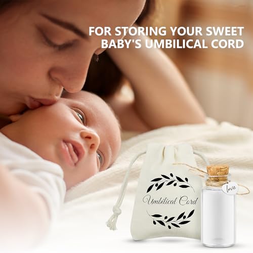 Glasflasche mit Korken zum Andenken an die Nabelschnur, Gefäß zur Aufbewahrung und Erinnerung an die Nabelschnur/das Haar des Fötus, Geschenk zur Taufe oder Babyparty für Neugeborene (love)