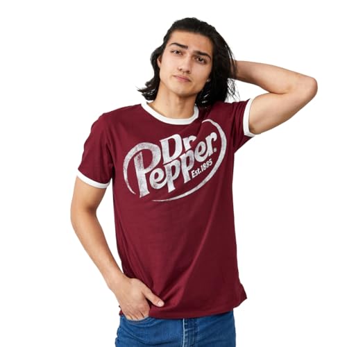 Dr Pepper Logo Crew Neck Short Sleeve Red Men's Ringer Tee2