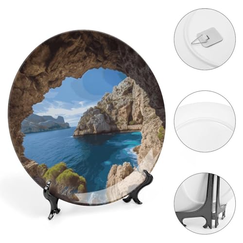 Plato decorativo de cerámica con soporte 7 pulgadas miniatura 4