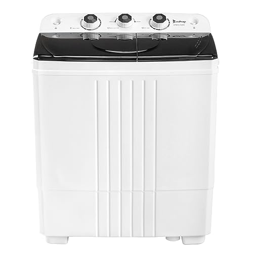 Portable Washing Machine 20Lbs Capacity Washer and Dryer Combo Mini Compact Twin Tub Washing Machine Laundry Washer(12Lbs) & Spinner(8Lbs), Easy Store for Apartment,Dorms,RV Camping (Black)