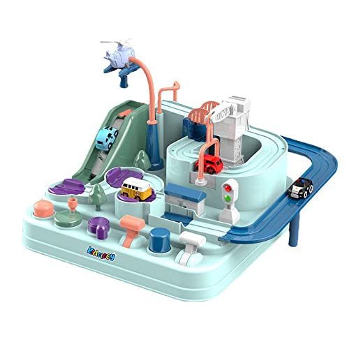 Image of Kidology Mechanical Car Race Tracks Toy for Kids 2+ Years | 3 Car Adventure Toy for Boys & Girls | Playset City Rescue Toddlers Toy | Pre Educational Learning Toy Puzzle for Gifting