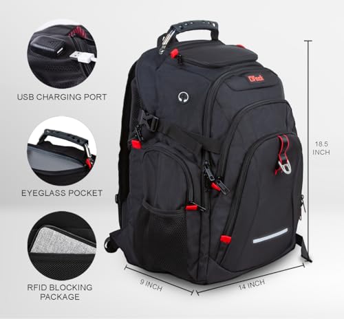 Extra Large Backpack,TSA Friendly Durable Travel Backpack with USB Charging Port/Headphones Hole, Anti theft&Secure, Water-Resistant Big Business College bag Fits 17" Laptop4