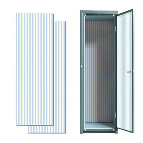2 Pcs Locker Magnetic Wallpaper Classic French Blue White Vertical Stripe Seamless Minimalist Coastal 12 x 36 Wall Magnetic Sticker Removable Locker Accessories Decor Easy Install for Office School