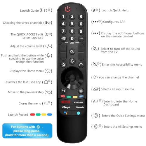 Image of ZdalaMit Compatible MR23GN Lg Tv Magic Remote Original Model AKB76043105 Suitable for Smart Android 4K FHD UHD OLED QLED 32 43 55 65 75 Inches Television, Black