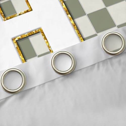 Image of Erosebridal Sage Green Checkered Window Curtains 52 inch Wx84 L Plaid Initial H Blackout Curtains for Bedroom Living Room,Personalized Monogram Window Treatments Grids Gingham Drapes Decor 2 Panels