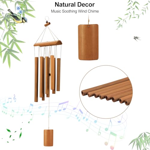 Wind Chimes for Outside, Sympathy Wind Chimes Bamboo Windchimes Outdoors with Natural Sounds, Gifts for Mom, Indoor Outdoor Decorations for Patio Porch Garden and Backyard