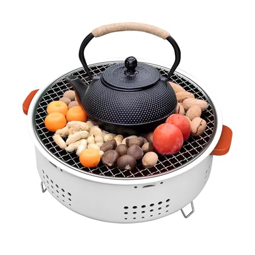 YTYTU Barbacoa De Carbón Redonda Barbacoa Sobremesa con Parrilla Inoxidable, Superficie De La Parrilla De Ø 29.5cm, para 3-5 Personas