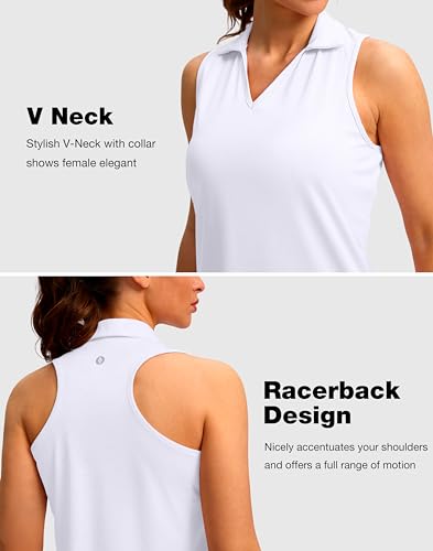 SANTINY Womens Sleeveless Golf Shirt Racerback V Neck Tank Tops Quick Dry Tennis Collared Polo Shirts for Women4