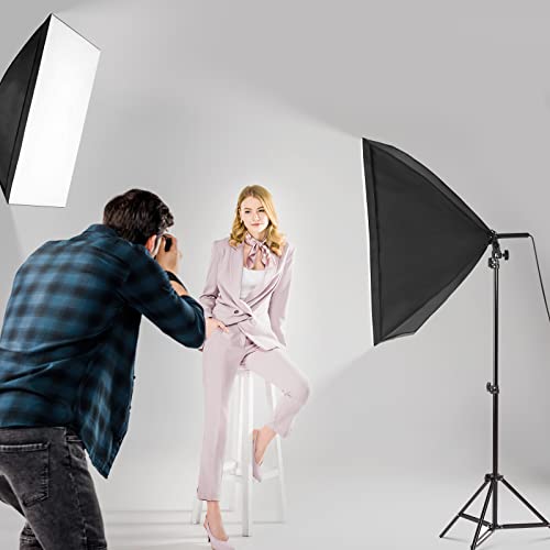 Softbox LED Set, Foco Fotografía 2 x 50 x 70cm con 135W Bombillas LED 5500 K, Kit de Iluminación, Soportes de luz Ajustables, para Youtube, TikTok, Retratos de Estudio, Fotografía - imagen 8