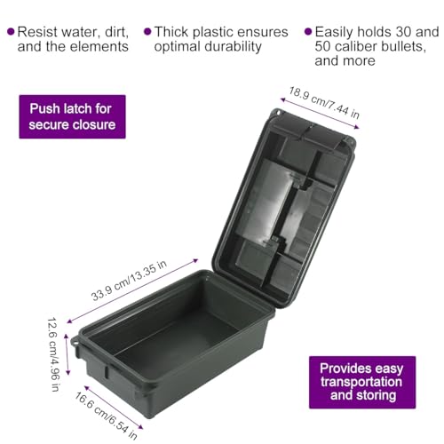 Prothens Ammunition Box Ammo Storage Case Water Resistant Ammo Can Stackable Heavy-Duty Ammo Lockable Storage Box for Hunting and Shooting Tool chest Large Tool Box Storage-13.35"*7.44"*5.20" - Image 3