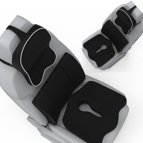 Image of Neckrest Back Support or Orthopaedic Cushion for Long Sitting with Ergonomic Design Made by High Density Memory Foam Used for Car or Office Chairs. (Midnight Black, Lumbar)