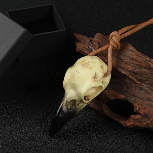 41HjOC3-uvL._AC_ Halloween Raven Skull Gothic Crow Decor Statue Animal Skull Artificial Bone Crow Decoration Raven Costumes Cosplay Bird Skeleton Viking Necklace Headpiece Witch Gift for