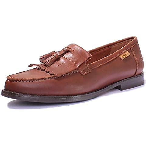 Womens Tassel Loafer Leather Shoes Brown Cover