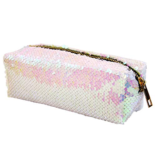 MHJY Mermaid Sequin Pencil Case Cosmetic Bag Magic Reversible Sequins Makeup Bag Pencil Pouch Glitter Handbag