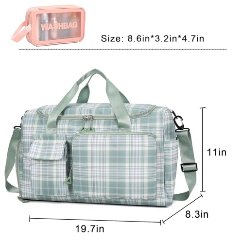 Image of Small Gym Bag for Women, Travel Duffle Bag Carry On Weekender Bag with Shoe Compartment