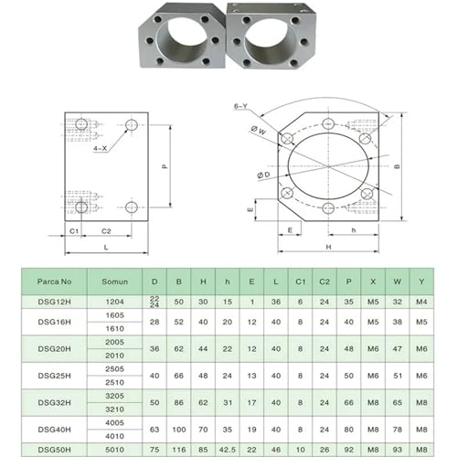 Boîtier de vis à billes DSG12H SFU1204 22mm pour roulements rigides