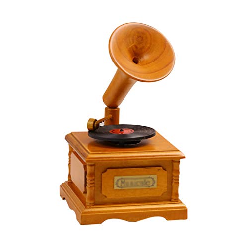 Caja de música de madera con diseño de fonógrafo retro 8