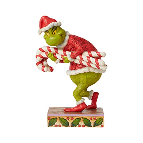 Enesco Jim Shore Dr. Seuss The Grinch Stealing Candy Canes Figurine, 7.48 Inch, Multicolor,Green