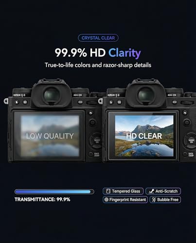 Image of iDaPro Screen Protector for Fujifilm X-T5 Fuji XT5 LCD Camera + Glass Neck Strap [3+1 Item] 9H Hardness Glass Screen Protector Easy Installation