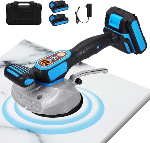 vibratore per Piastrelle, vibratore per Piastrelle Portatile, Macchina per piastrellista, 12000 mA 18000 VPM 6 Marce, Macchina per piastrellista Portatile da 21 V, Display Digitale