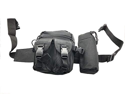 Taktische Militär Bauchtasche Seitentasche Hüfttasche mit 4-Fächern - Farbe: Schwarz - für z.B. Kompaktkamera, Smartphone, Softair Munition –