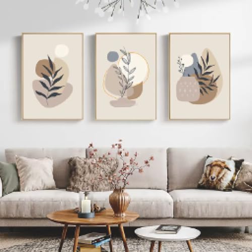 Toile bohème lune beige et feuilles 30x45cm pour habiller un mur vide de maison