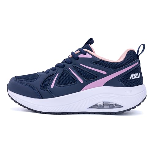AOV Women Arch Support Walking Shoes Orthotic Sneakers for Plantar Fasciitis Foot and Heel Pain Relief Tennis Shoes, Size 7.5 PinkBlue